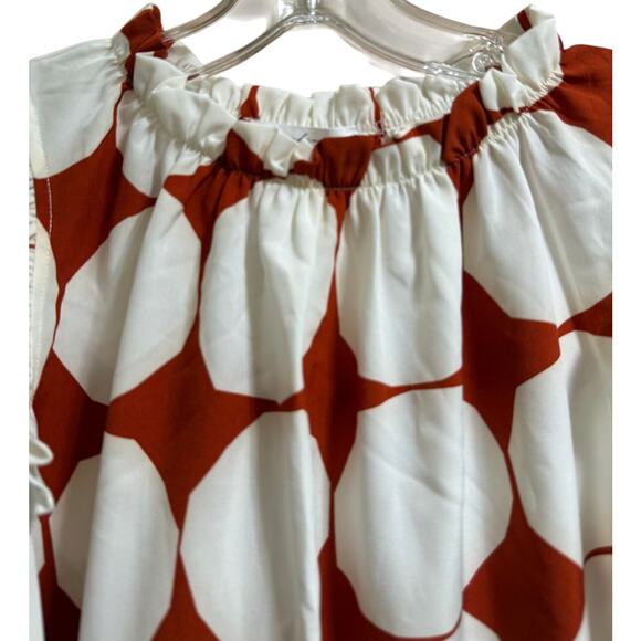 Ces Femme Red and White Patterned Sleeveless Blouse - Size Small - NWT - Picture 3 of 6